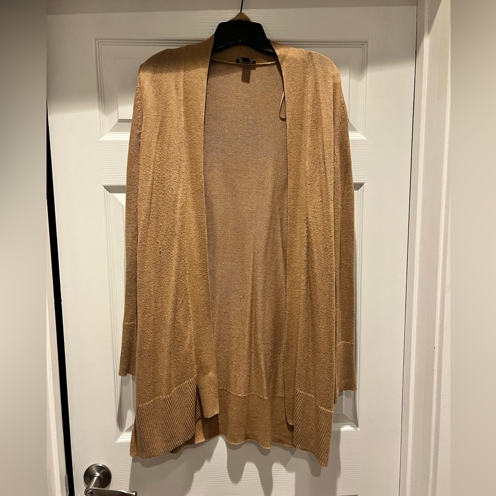 Ann Taylor Factory tan sweater, size Large, with  matching tie belt